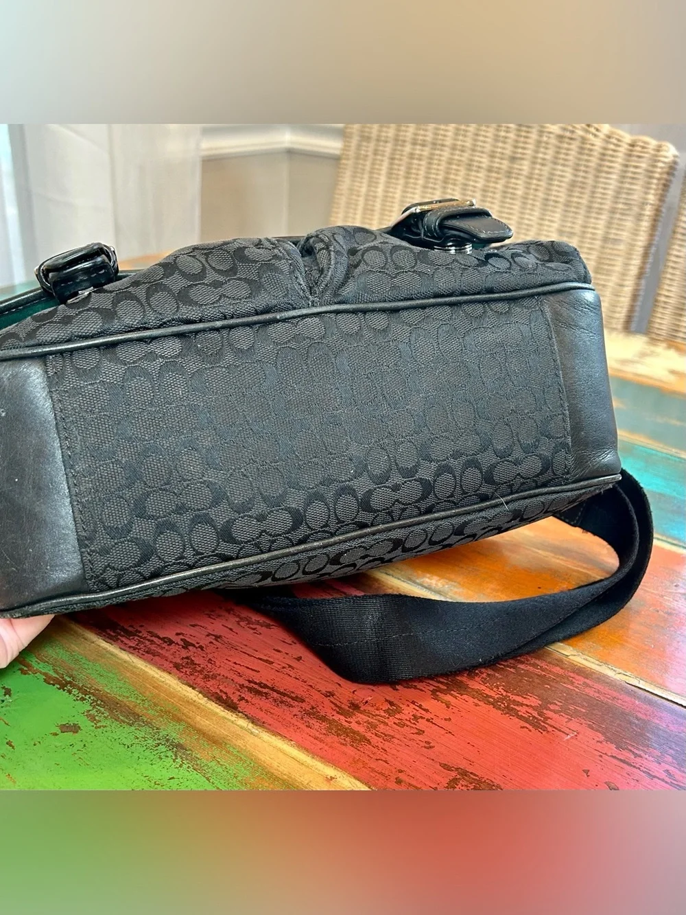Coach Y2K Black Signature Jacquard Canvas Messenger Laptop Bag F70283